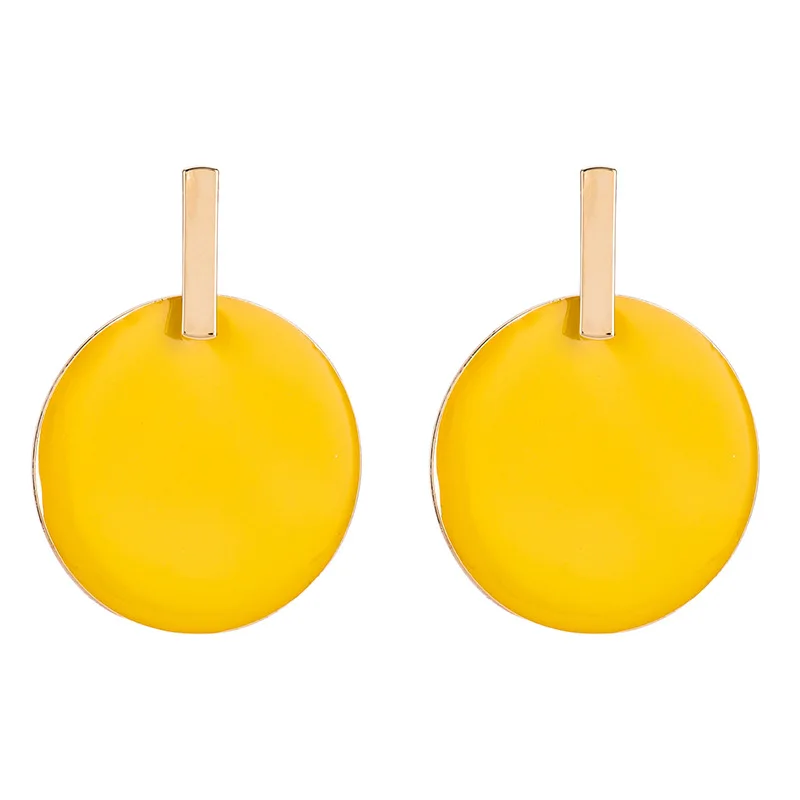 

Yellow Earrings Round Women Femme Green Simple Minimalist Geometric Earings Stud Oorbellen Oorknopjes Oorringen Boucle D Oreille