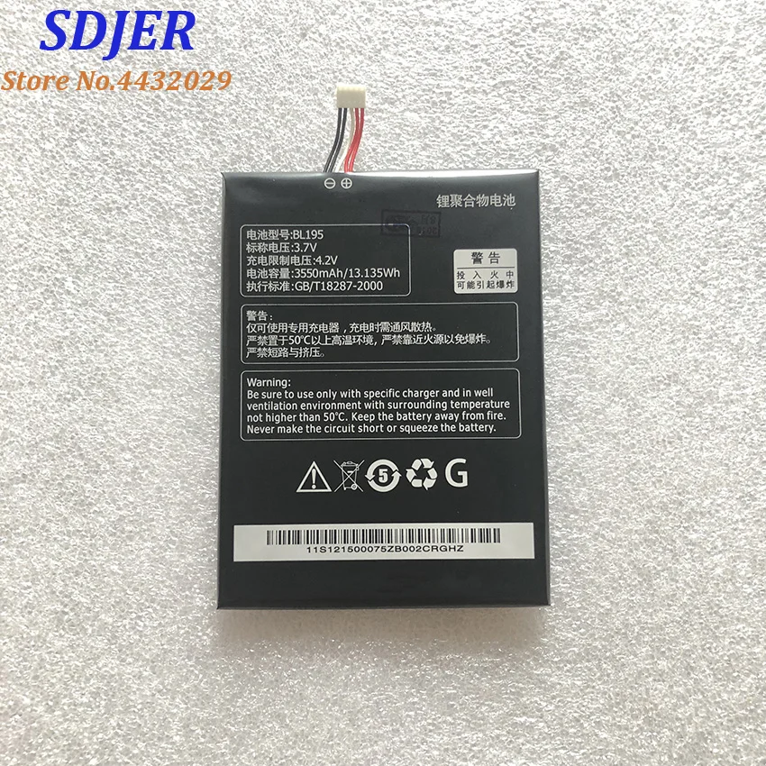 Для Lenovo 3550Mah BL195 L12T1P31 Оригинальная литий-ионная фотобатарея для A2 R6907 A2107 A2107A A2207 |