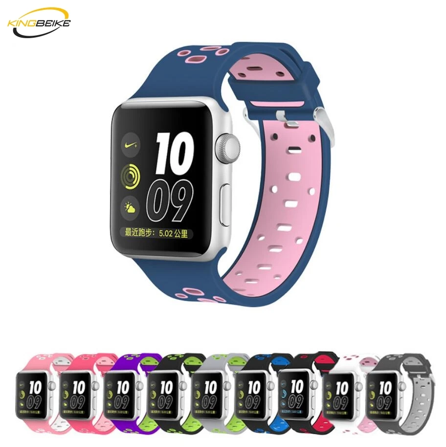 Двухцветный спортивный силиконовый ремешок для часов Apple Watch Series 1 2 3 4 Band iWatch 38 мм 42