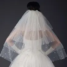 Тюль свадебное платье вуали пушистые белые Многослойные свадебные волосы вуаль гребень Искусственный жемчуг Невесты Фея Свадебные аксессуары