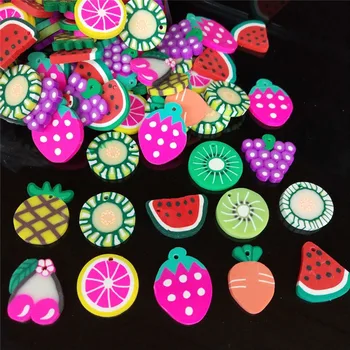 

20pcs/lot 2cm Fruits Polymer Hot Soft Clay Sprinkles Plastic Klei Mud Particles With Hole Carrot Watermelon Cherry Kiwifruit