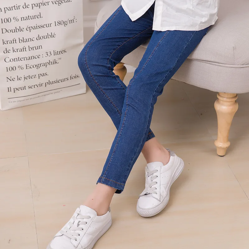 

Girls Jeans Blue Ankle-Length Solid Denim Pants Girls Trousers For 3 4 6 8 10 12 Years Old 2017 Fashion Girl Clothes RKP175028