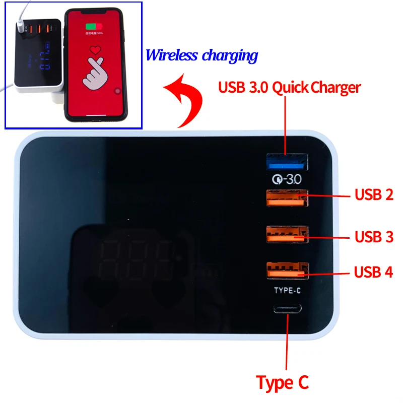 Беспроводное зарядное устройство QI Quick Charge 3 0 умная зарядная станция USB Type C