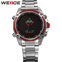 WEIDE Роскошные Мужчины Армии Кварцевые Спортивные Часы Мужчины Водонепроницаемый 30 м LED Аналоговый Цифровой Стальной Ленты Дата Часы На Открытом Воздухе мужчины Наручные Часы