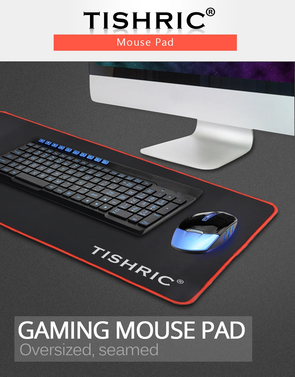 Tishric Extra Large Size Black Gaming Mouse Pad Carpet Computer