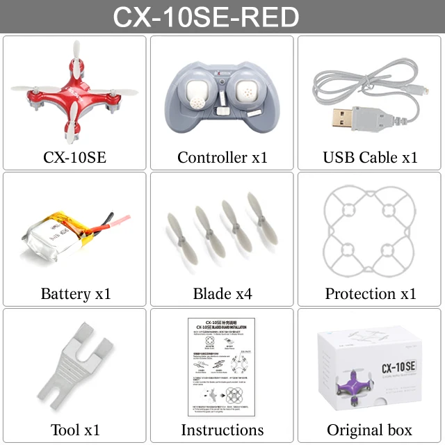 Cheerson CX-10SE мини-Дрон Квадрокоптер Карманный Дрон пульт дистанционного управления детская игрушка 4CH 3D переворачивается RC нано Квадрокоптер вертолет RTF VS H20 - Цвет: Red With box