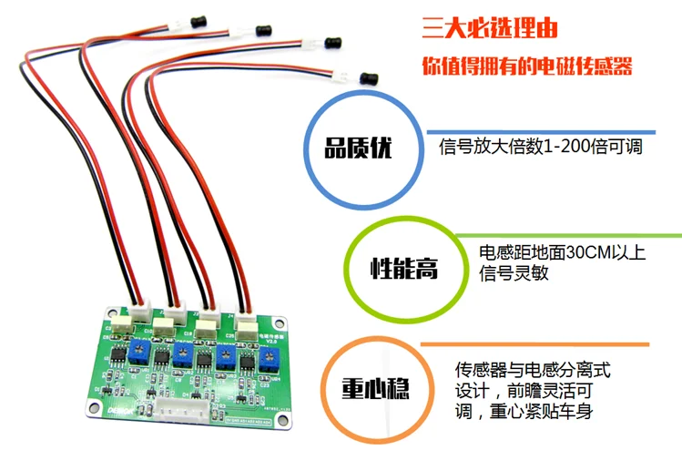 Электромагнитный модуль четыре канала электромагнитных Сенсор усиления 200 раз регулируемые