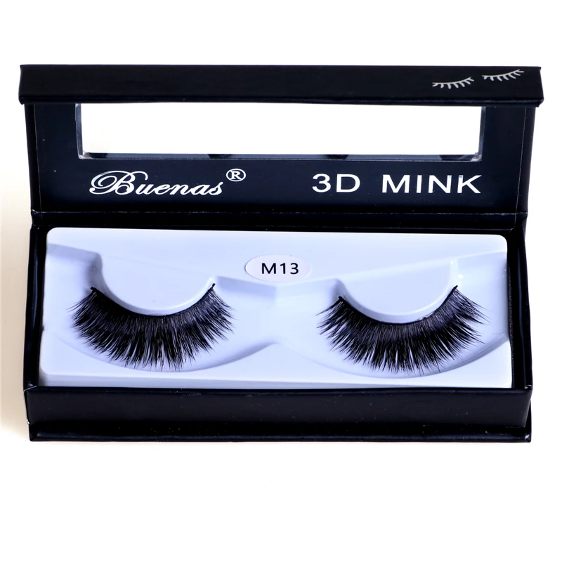 

Buenas 3d mink lashes M13 3D mink hair lash 100% real minkfur eyelashes extensions in gift packing new false eyelashes soft lash
