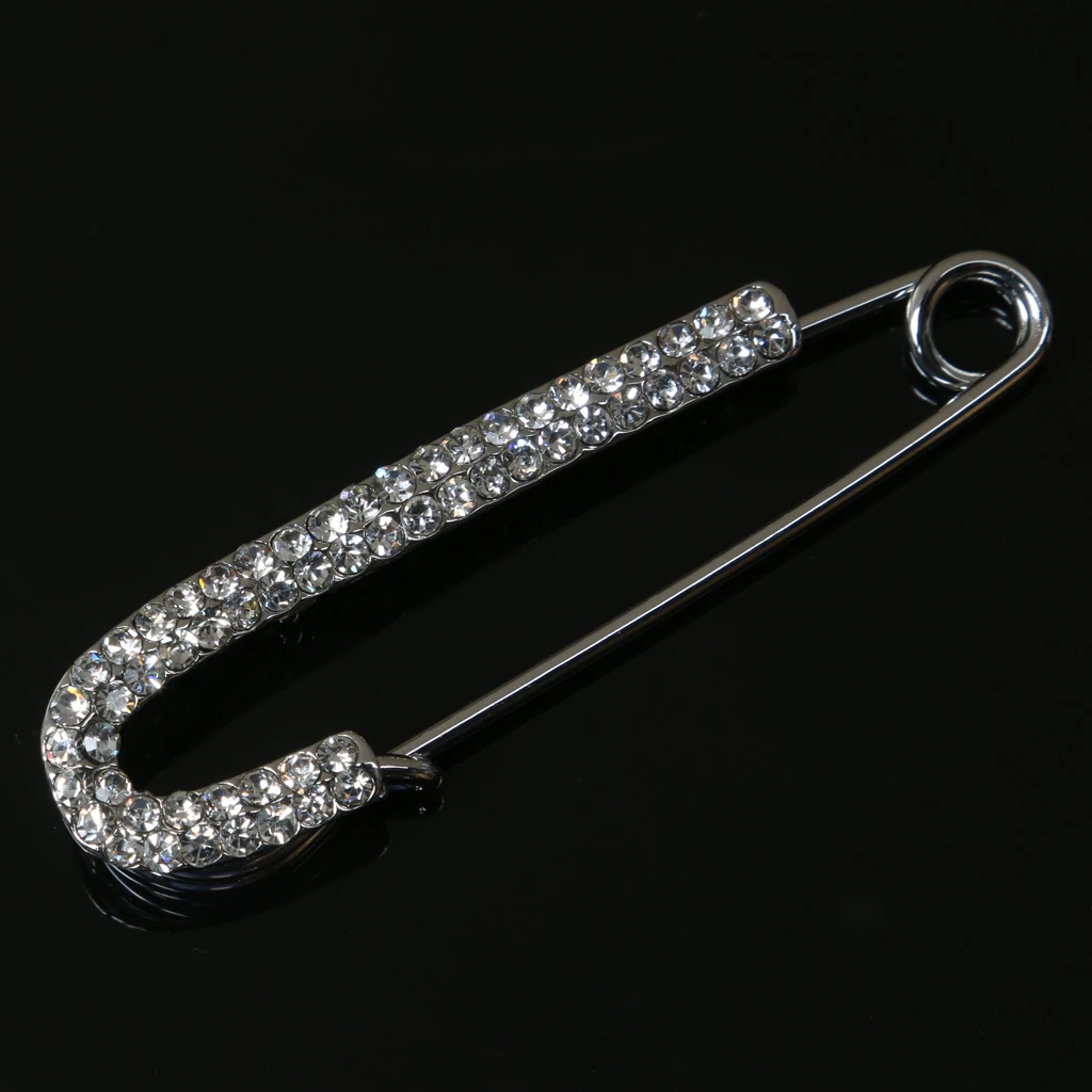 2 pcs Lady Scarf Cloth Crystal Rhinestones Pearl Safety Pin Brooches Fashion Jewelry for Wedding Bridal Gown Evening Dress 