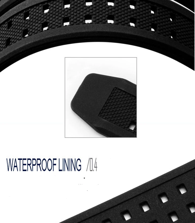 23 мм мягкий силиконовый натуральный резиновый ремешок для часов мужские черные уличные военные спортивные дайвинг часы ремешок для Luminox