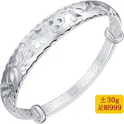 F измельченный серебряный браслет из натурального серебра браслет для женщин 999 тонкий серебряный браслет классический национальный ветер