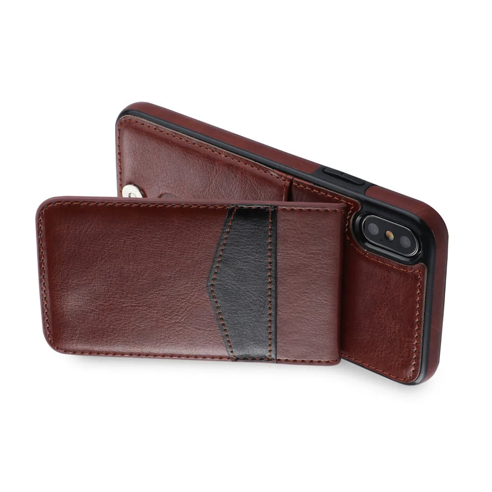 Case For iphone x 6 6s 7 8 Crazy horse wallet bracket mobile phone holster For iphone 7 plus 6plus Card Pocket Anti knock bag (5)