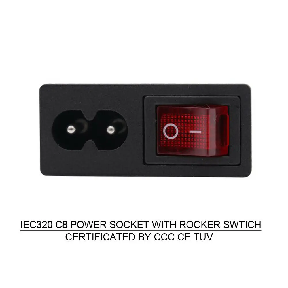 

1PC POWER SOCKET IEC320 C8 Male AC POWER CORD 2pin Inlet Plug Socket Connector With Rocker Switch 250V 10A CE CCC TUV PC AMP