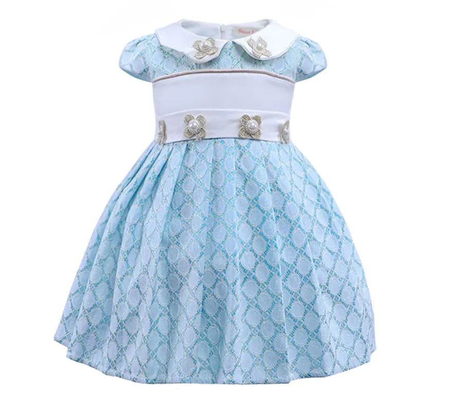 Платье для маленьких девочек на один год; голубое кружевное платье принцессы с жемчужинами; праздничное платье на свадьбу; Одежда для новорожденных девочек; Рождественский Костюм
