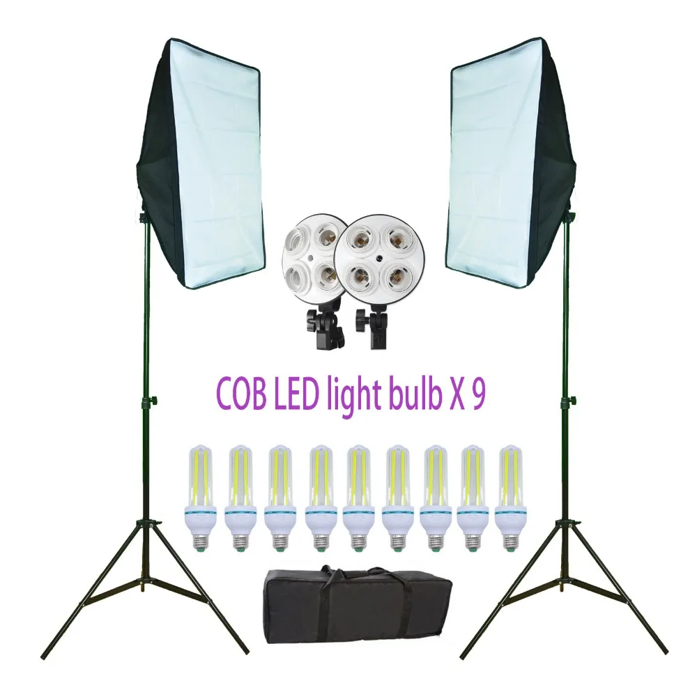 Фотография 9LED Softbox Kit Освещение для фотосъемки Комплект распылителей софтбоксов Фото аксессуары для студии Softbox Lighting