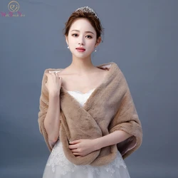 Cheap Wedding Wraps 2019 Winter Khaki Warm Shrug Shawls Women Faux Fur Jacket Thick Free Shipping High Quality 100% Real Pics Cheap Wedding Wraps 2019 Winter Khaki Warm Shrug Shawls Women Faux Fur Jacket Thick Free Shipping High Quality 100% Real Pics