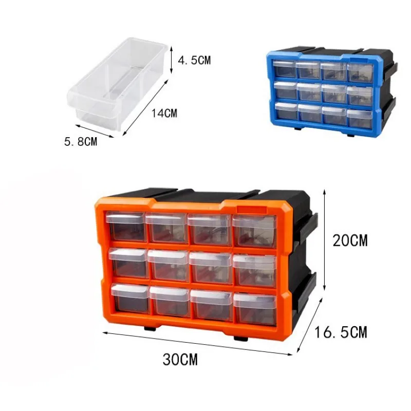 Caja de piezas combinadas caja de plástico caja de almacenamiento tornillos tuercas clavos taladro clasificación componente Caja de Herramientas