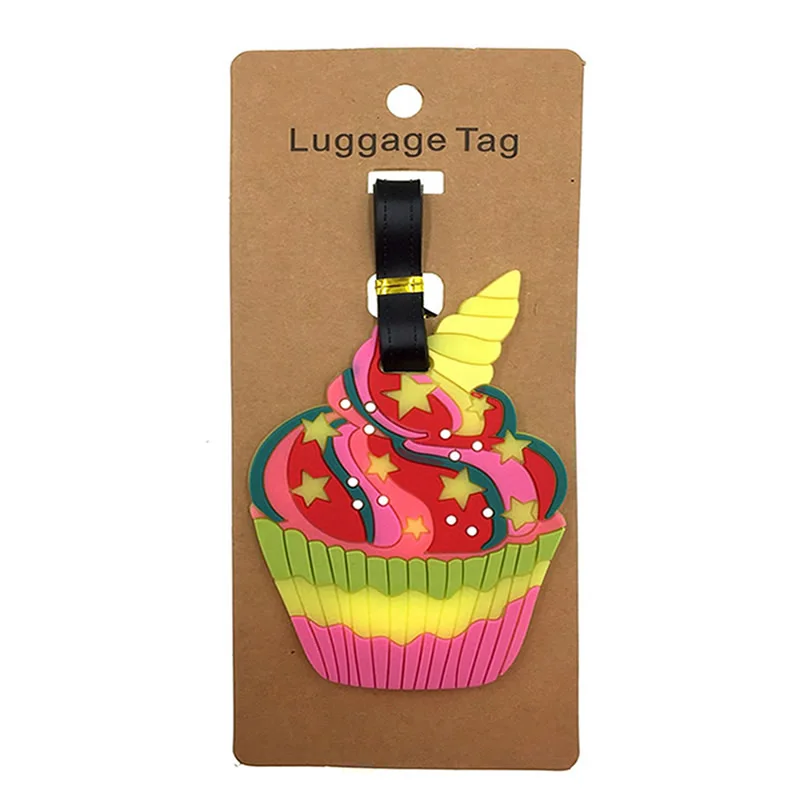

Cartoon Cup cake Kawaii Luggage Tag Travel Accessories Silica Gel Suitcase ID Address Holder Baggage Boarding Tag Portable Label