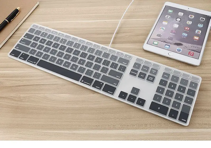 Для Mac G5 кожи Защитная пленка для Apple IPhone X крышка клавиатуры Imac G6 гладкий Чехол из силикона с цифровая клавиатура для рабочего стола протектор красочные - Цвет: fadegrey