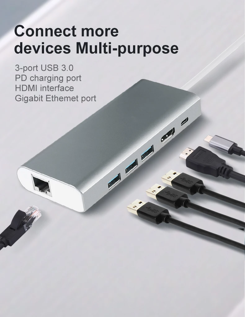 OFCCOM док-станция с usb-gортом все-в-одном USB C конвертер в HDMI VGA RJ45 PD адаптер для MacBook samsung Galaxy S10/S9 Тип C концентратор