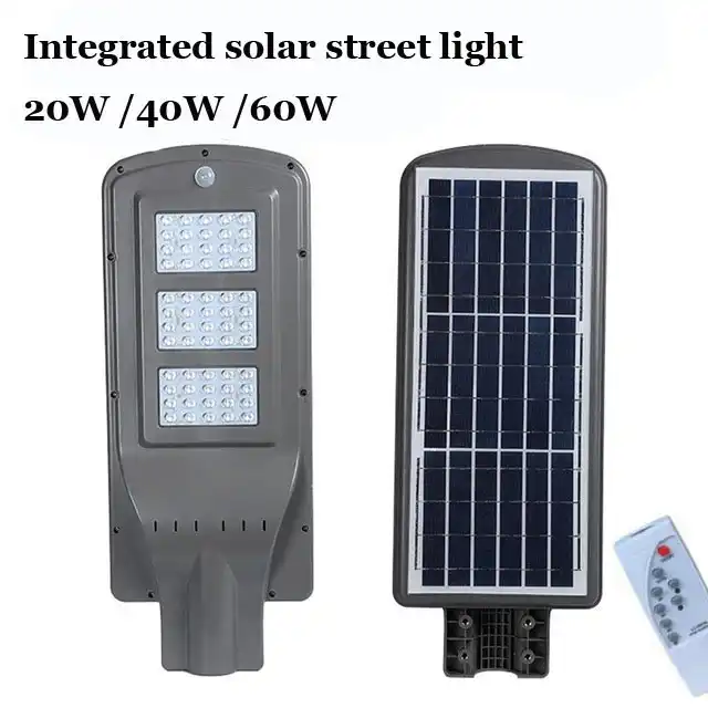 luces led solares integradas para jardin 20w 40w 60w potentes luces de calle impermeables con sensor de movimiento y radar 10 uds