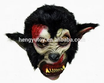 

Halloween Accessory Beast Silver Wolf Adult Latex Werewolf Fangs the Wolfman intected Mask