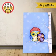 Diy цифровая картина маслом по номерам рисунок картина ручной работы декоративная картина на стену пара сов зимой снег любовь синий