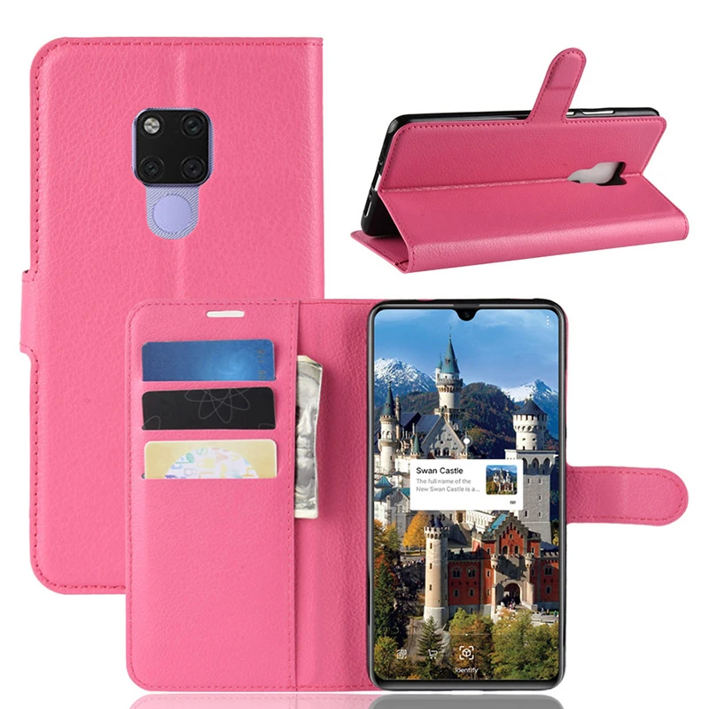 500pcs Litchi Pattern Wallet Leather Magnet Kickstand Case For Huawei P30 Lite P20 Mate 30 Pro 20 X Y9 Y6 Y7 Y5 Nova 5 5i Cover