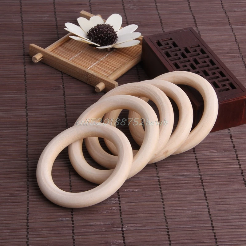 5Pcs 70mm Baby Wooden Teething Rings Necklace Bracelet DIY Crafts Natural New 5Pcs 70mm Baby Wooden Teething Rings Necklace Bracelet DIY Crafts Natural New