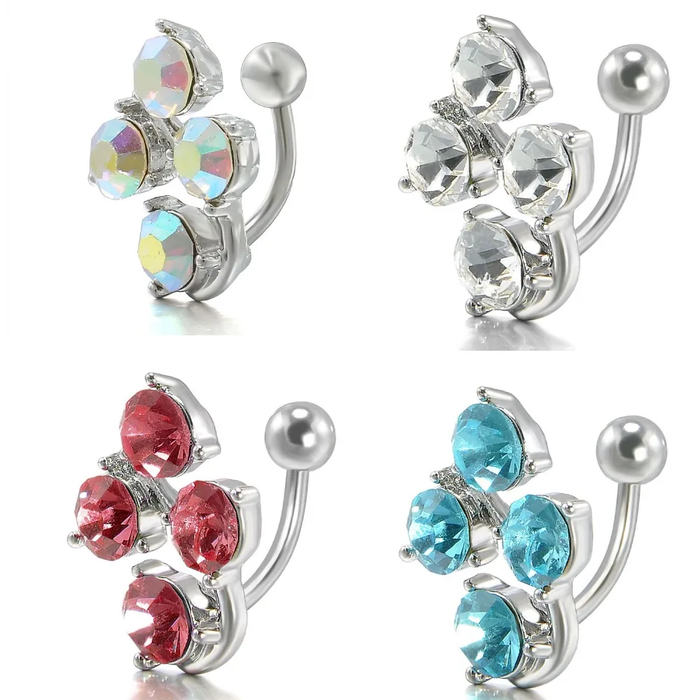 

5 colors Surgical Steel colorful Crystal Rhinestone Belly Button Navel Bar Ring Piercing HOT Crystal Body Piercing Jewelry