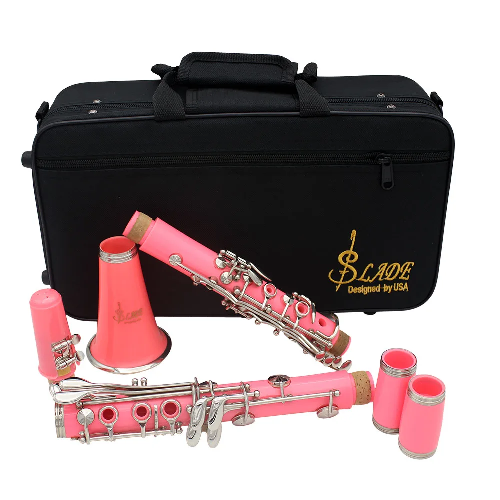 Clarinet ABS 17 Key bB Flat Soprano Binocular Clarinet with Cork Grease Cleaning Cloth Gloves 10 Reeds Screwdriver Reed Case