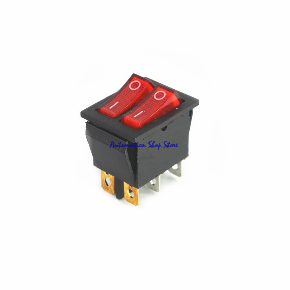 5 шт. двойной перекидной клавишный выключатель DPST 6 Pin ВКЛ-ВЫКЛ с красным + красным светом 20A 125VAC переключатель с защелкой