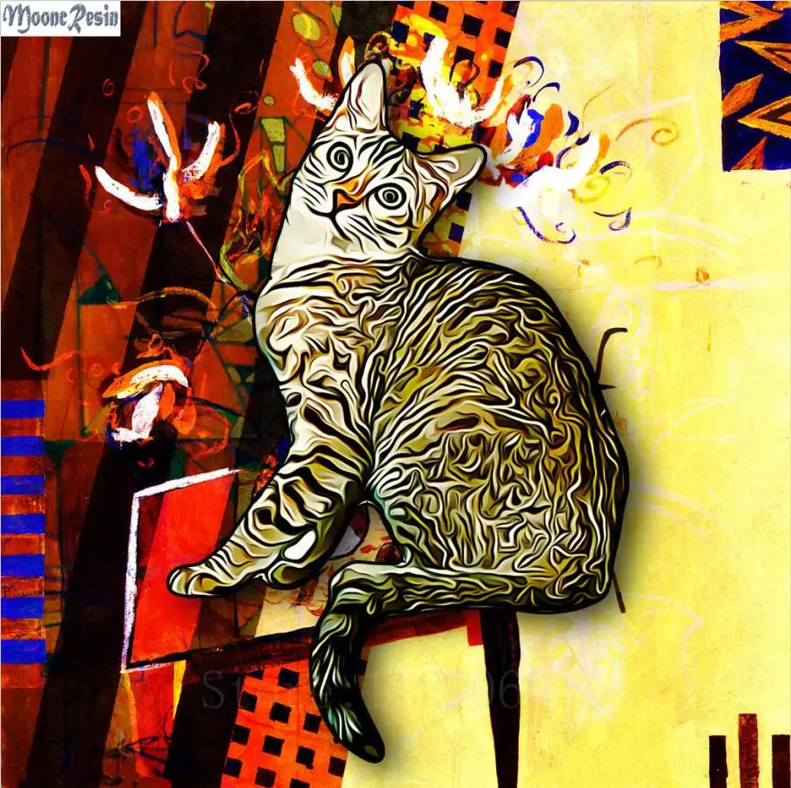 

MOONCRESIN 5D Diamond Mosaic Oil Painting Flower Cat Pattern Sticker Full Square Diamond Embroidery Flower Diy Diamond Painting