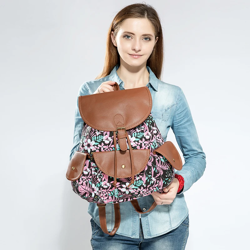 buy Miyahouse Geometric Printed Women Backpack Bohemian Style Female Travel Rucksack Fashion Drawstring Flap Design Girl School Bag