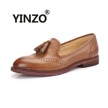 Большие размеры 40 Качество Ретро Женщины кисточкой качество кожи на плоской подошве обувь для отдыха женские броги Средний рот британский дизайн обувь