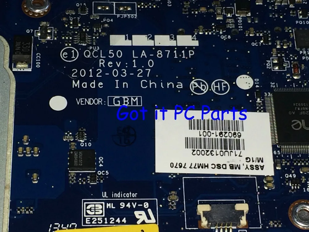 

Available +Working Free Shipping QCL50 LA-8711P REV : 1.0 Laptop motherboard for HP Pavilion M6 notebook pc 686929-001