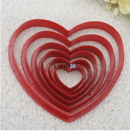 Heart Shape Cookie Cutter Biscuit Plastic Moulds Pastry Mould Baking Love Red (8)