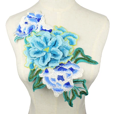 Синее ожерелье с большим цветком кружевной воротник тканевый отделка DIY вышивка кружевная ткань декольте Аппликация шитье Ремесло Скрапбукинг - Цвет: NL049G