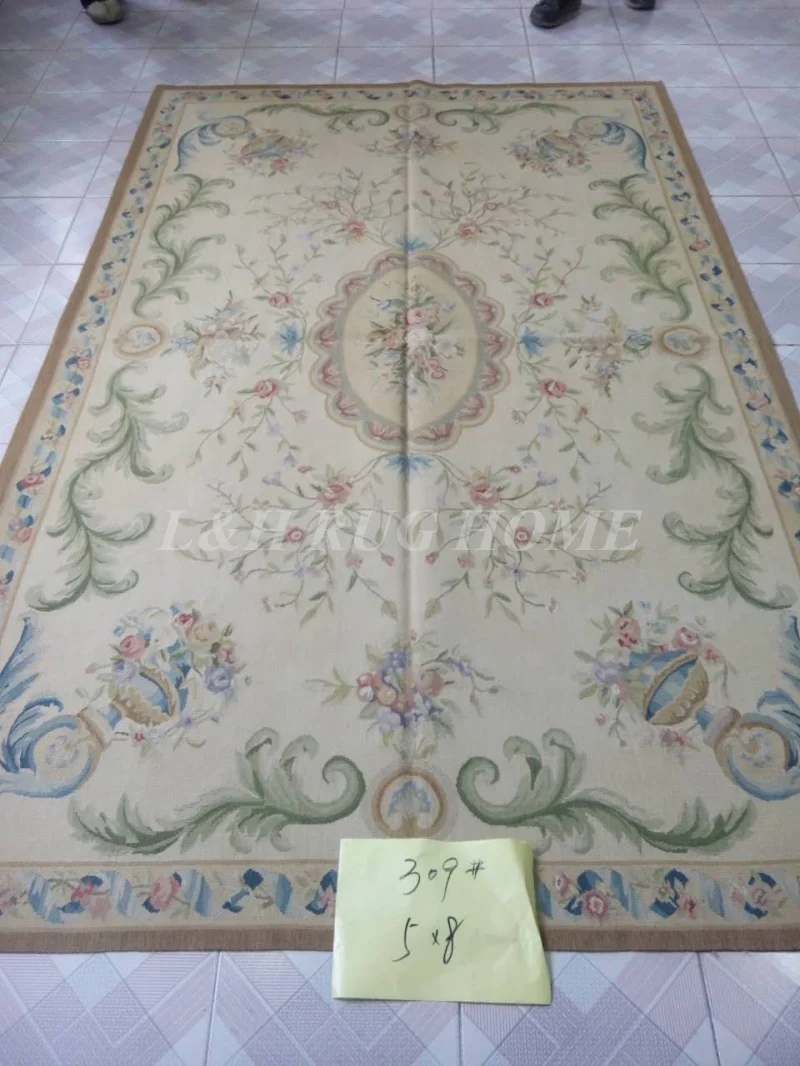 Free Shipping 5'X8' French Aubusson rug hand woven100 New Zealand wool