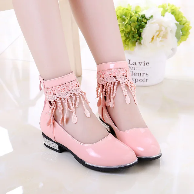 2018 new girl PU shoes new autumn party shoes girl tassel wedding kids