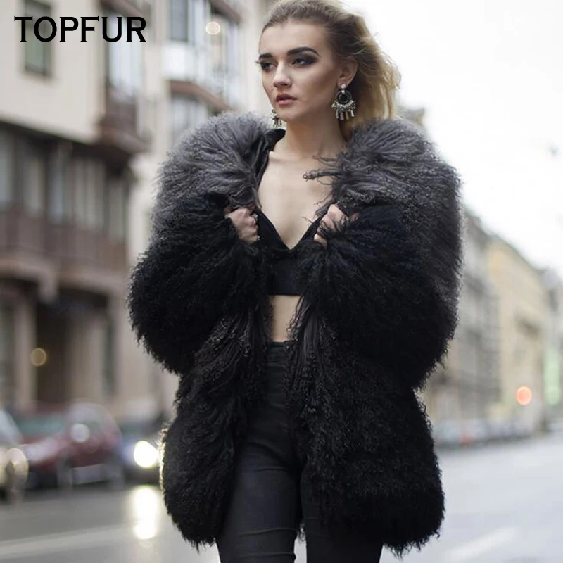 TOPFUR New 2018 Luxury Real Sheep Fur Coat For Women Winter Fur Jacket Top Quality Thick Warm Natural Mongolia Sheep Fur Coat TOPFUR New 2018 Luxury Real Sheep Fur Coat For Women Winter Fur Jacket Top Quality Thick Warm Natural Mongolia Sheep Fur Coat
