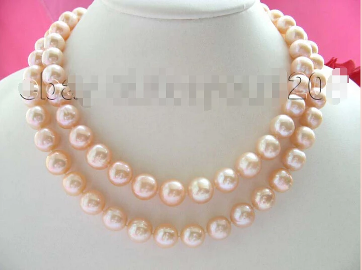 

32" Genuine Natural 12mm Round Pink Pearl Necklace 14k! NEW