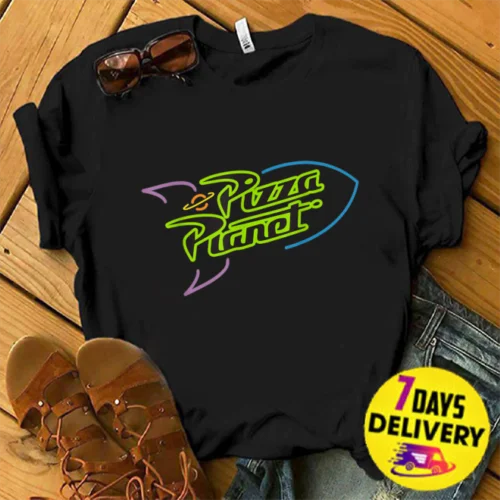 

Pixar Toy Story 4 Pixar Toy Story Pizza Planet Rocket Ship Neon T Shirt