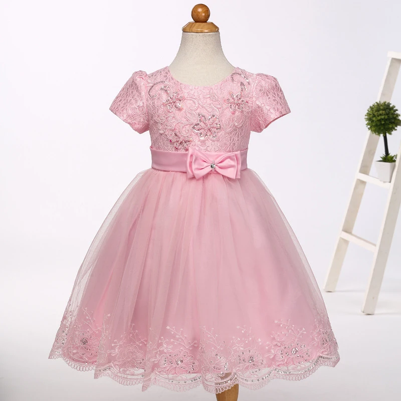 

Baby Girl Dress Pink Special Occasion Dress Sequin Beaded Prom Pageant Dress Long Children's Festive Dress A015 bebe Vestidos