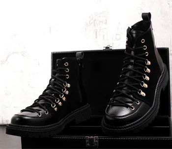 

Winter Autumn Men's Boots Quality Desert Combat Barge Army Work Shoes Leather Snow Boots Outdoor hiking walking boots