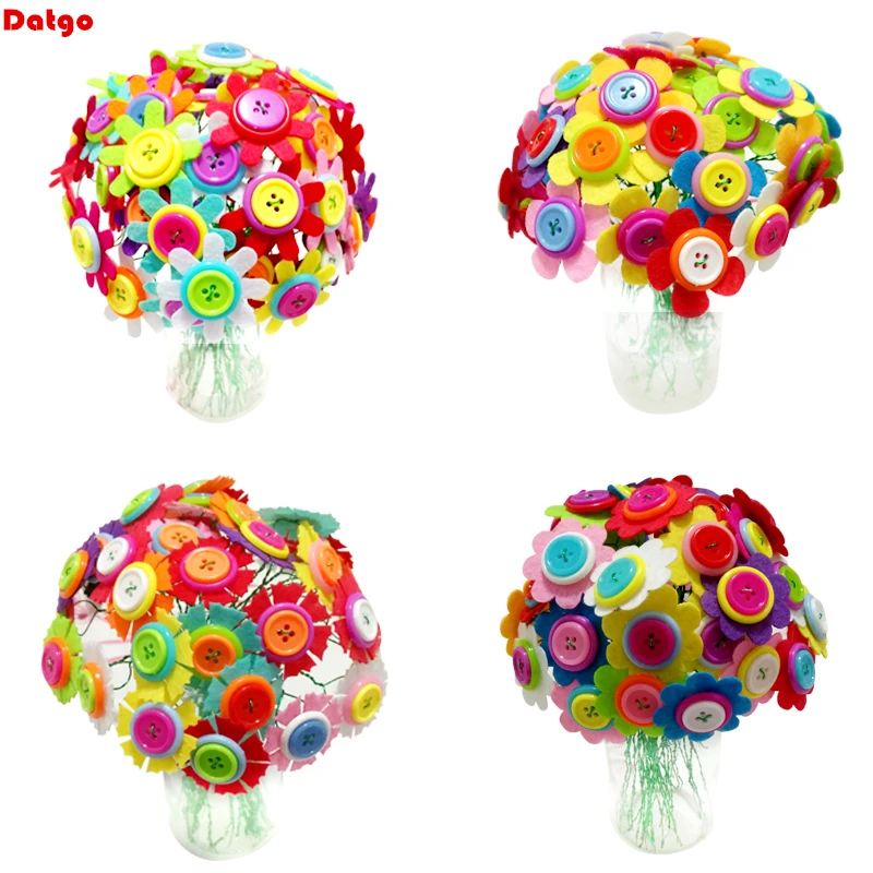 

DIY Button Flower Craft Kits Felt Toy Children Educational Handmade Gift Kindergarten Kids Toys Room Decoration