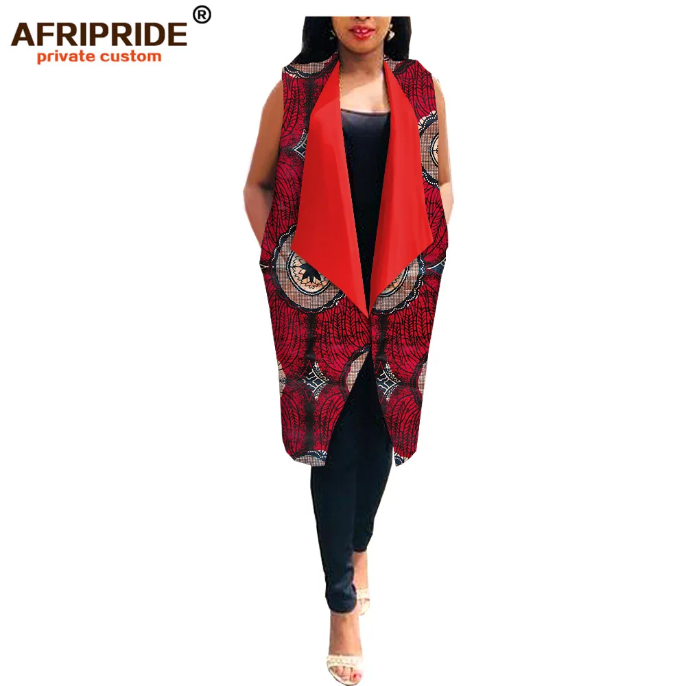 Африканский Воск модный весенний наряд для женщин AFRIPRIDE bazin richi без рукавов длиной до колена повседневное женское хлопковое пальто A1924002