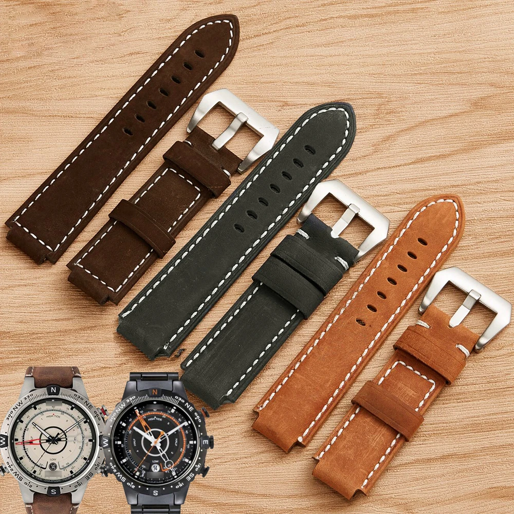 Buy XBERSTAR 24mm Genuine Leather Watch Band Strap for