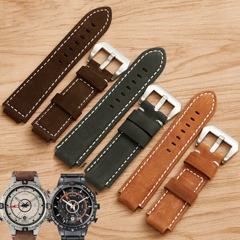 

XBERSTAR 24mm Genuine Leather Watch Band Strap for Timex T49859 T2N720 T2p141 T2n722 723 738 739 Watchbands Wristband Straps