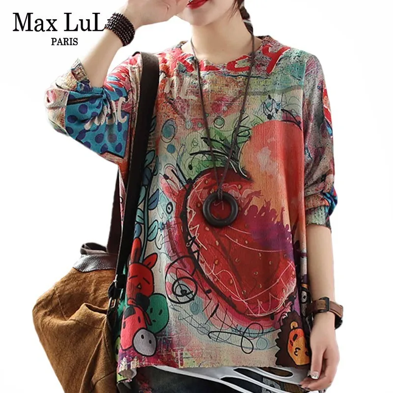 Осень 2019 модные женские вязаные топы Max LuLu в Корейском стиле свободные футболки с